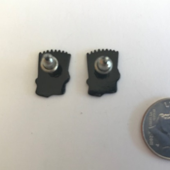 Yellow and Black Enamel and Metal Bart Simpson Earring Studs Item #336 - Picture 4 of 6